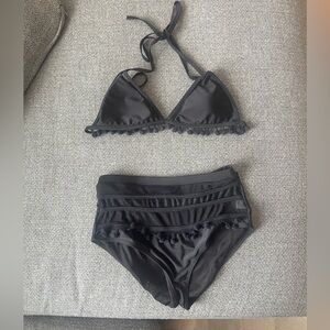 NWOT black high waist swim